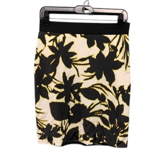 Ann Taylor Pencil Skirt Women’s 4 Black Yellow Floral Silk Blend Career NWT - Picture 1 of 9